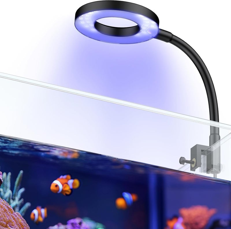 Pawfly Aquarium Light for 1-3 Gallon Saltwater Fish Tanks, Clip On LED Reef Light for Corals, Dimmable USB Aquarium Lamp with Full Spectrum Lighting and Timer (Adapter Not Included) - Image 1